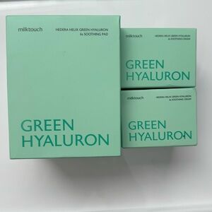 Milk Touch Green Hyaluron Skincare Bundle Pads + Cream K-Beauty Set